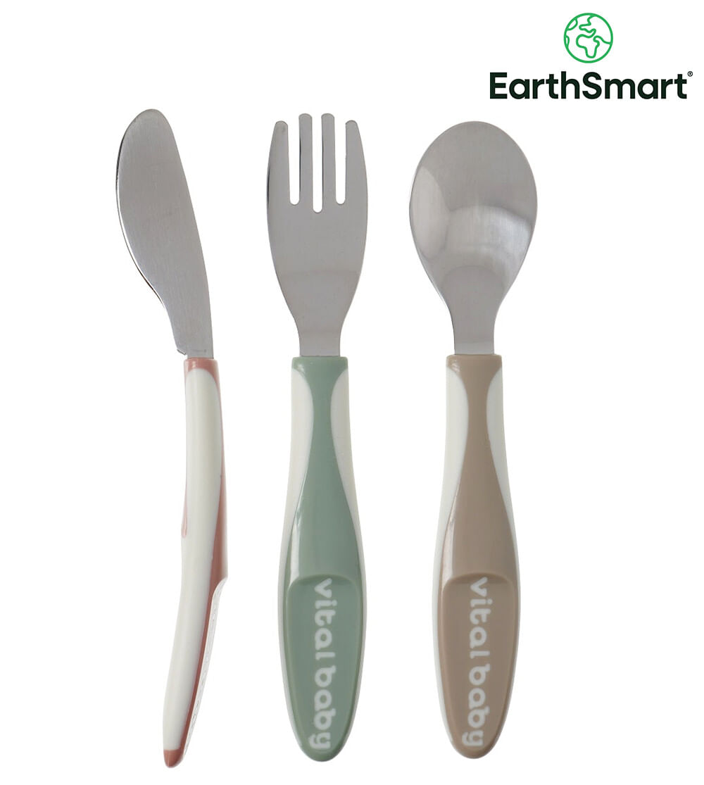 Kit Talheres Ponta em Inox com 3 unidades Vital Baby