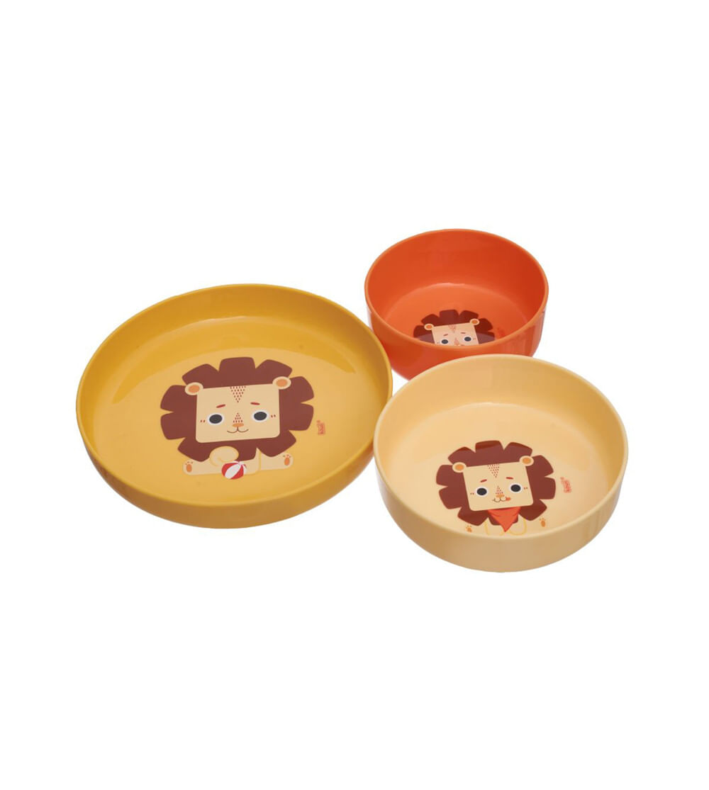 Kit Pratos com Ventosa 3 Peças Leão Leo - Kouii