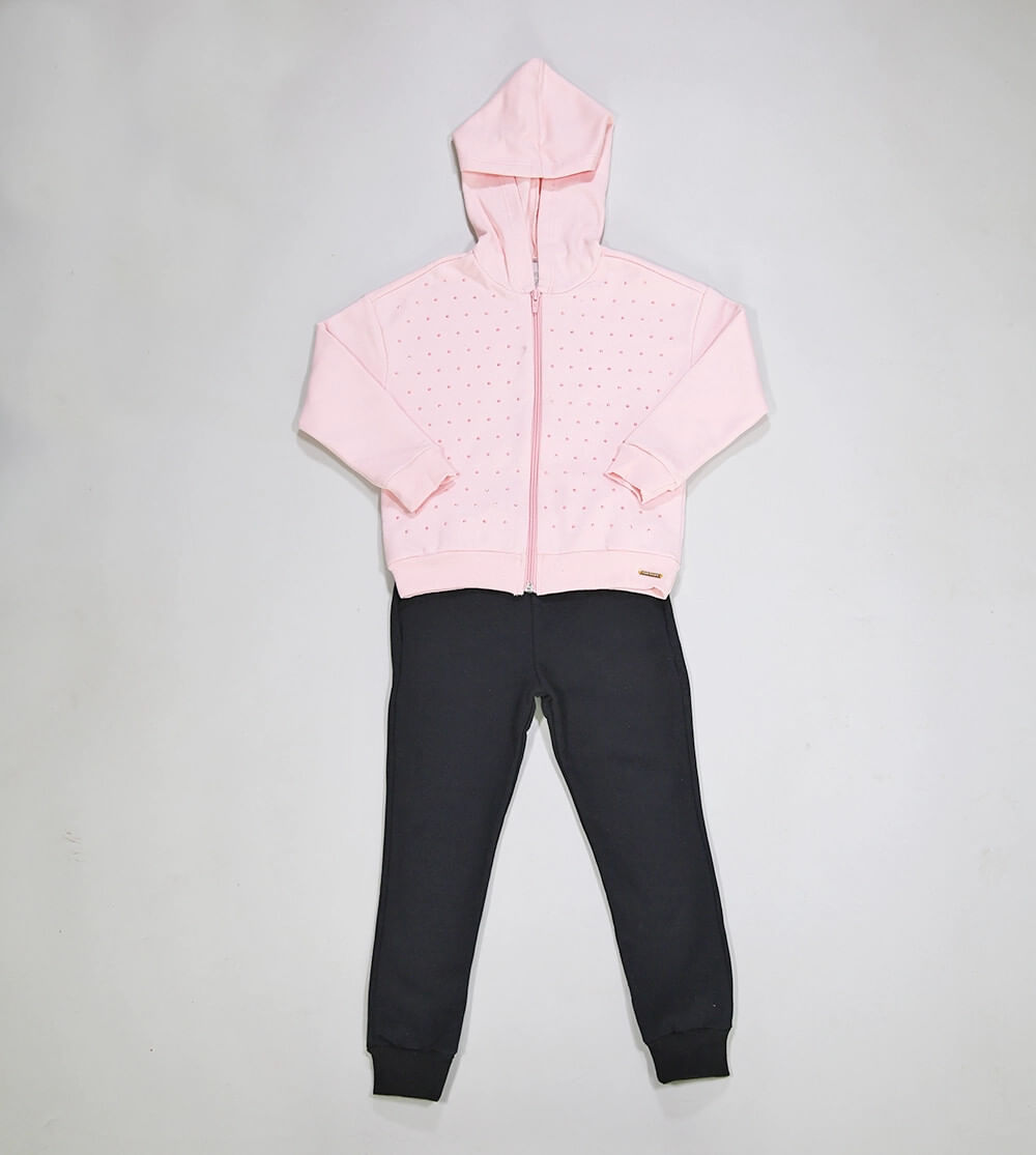 Conjunto Moletom com Capuz Strass