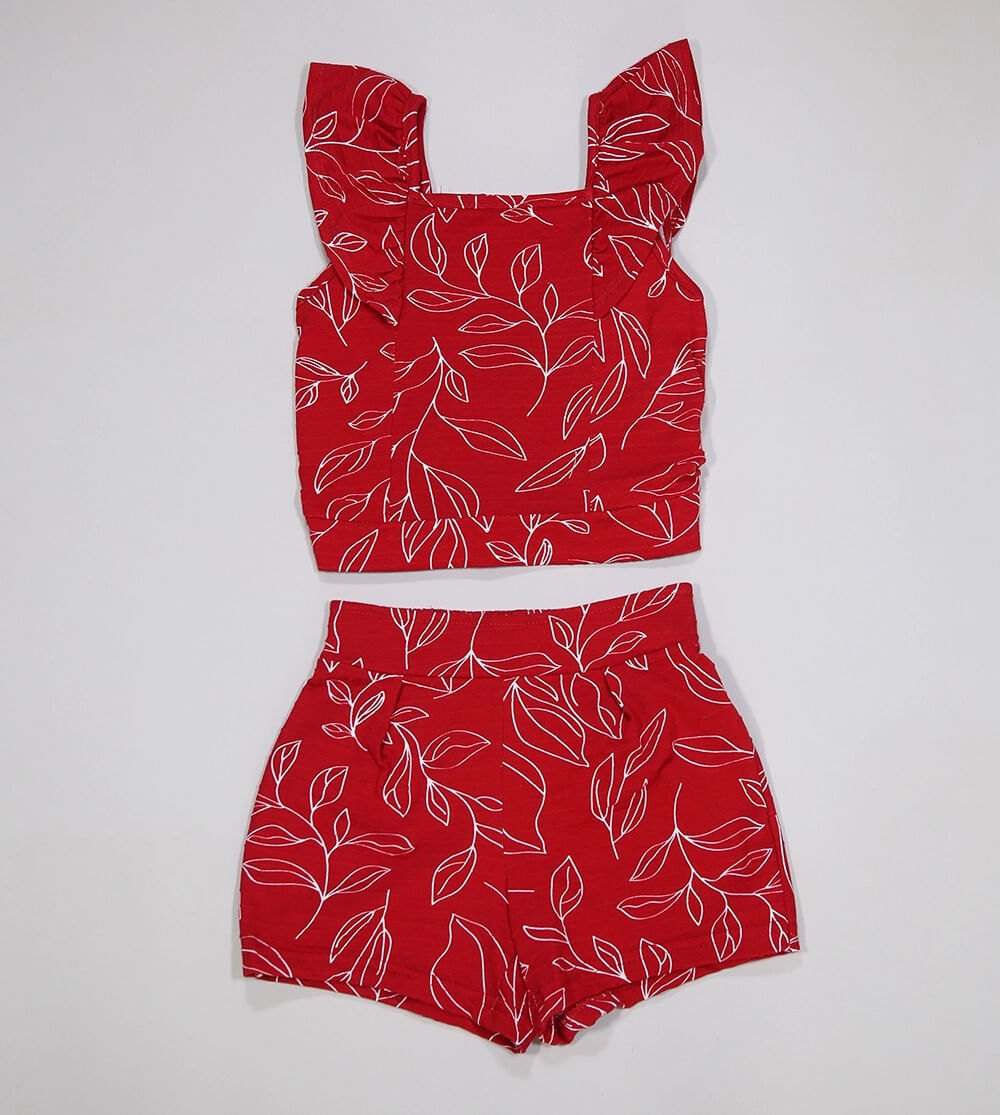 Conjunto Folhas Vermelho - 46816