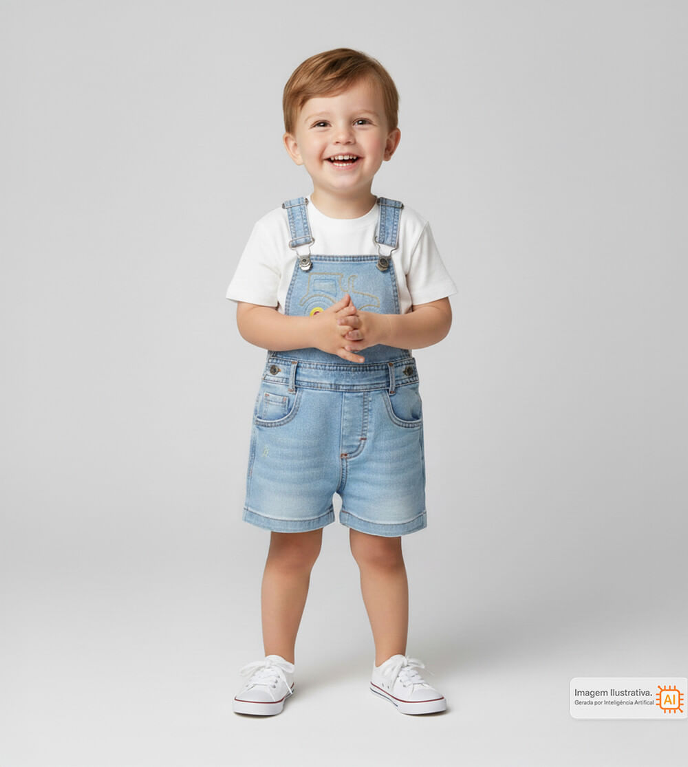 Jardineira Jeans Trator