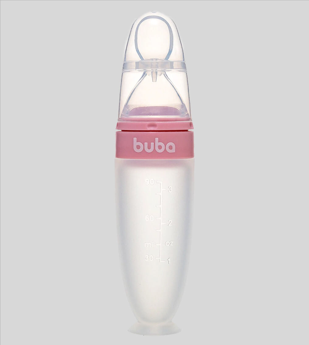 Colher Dosadora em Silicone com Ventosa Rosa