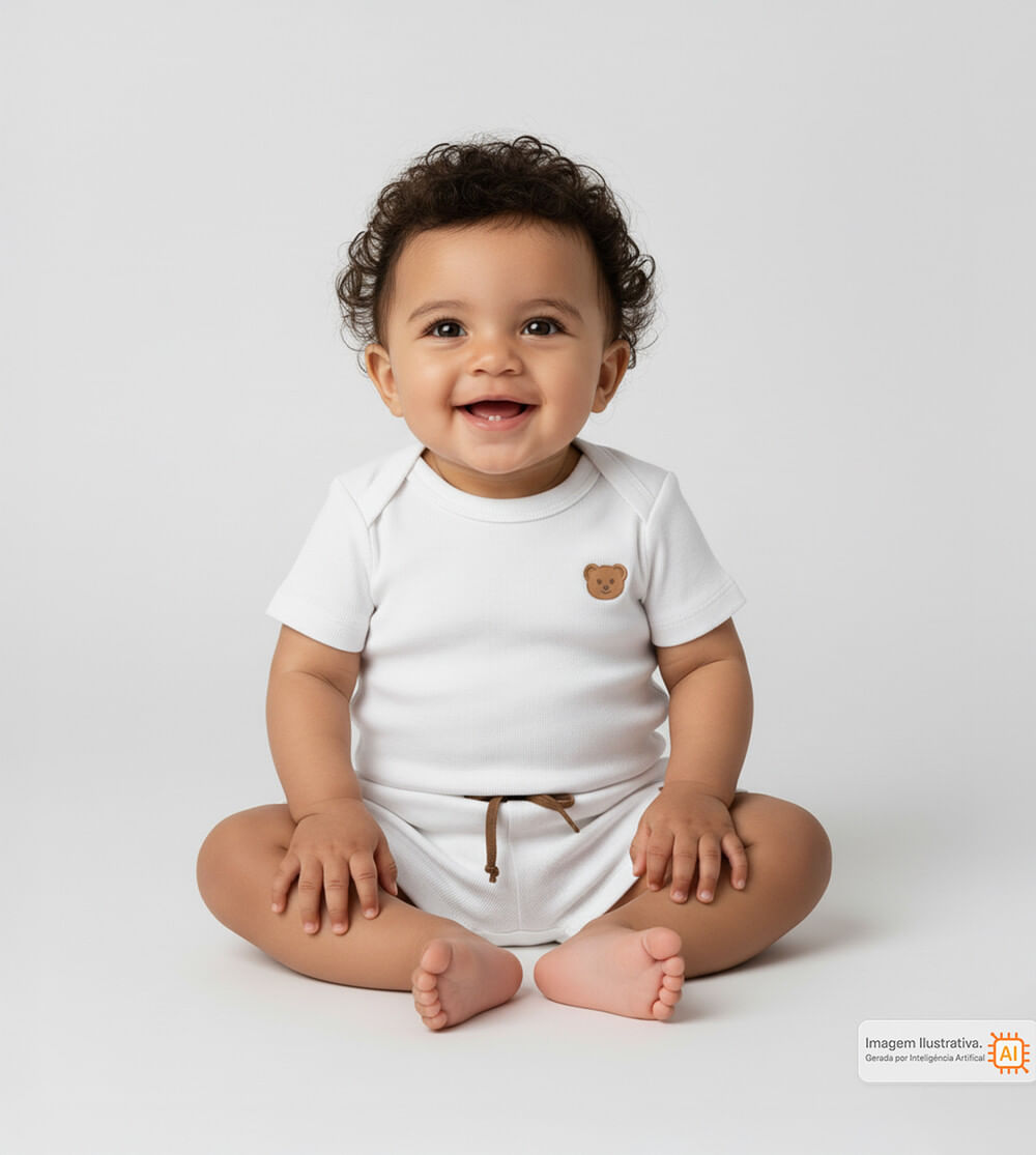 Conjunto Body/Shorts Suedine Comfy Branco