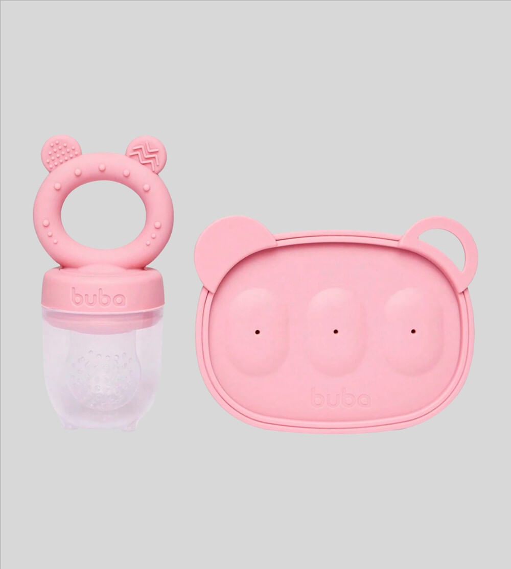 Kit Porta Frutinhas e Forminha em Silicone Rosa