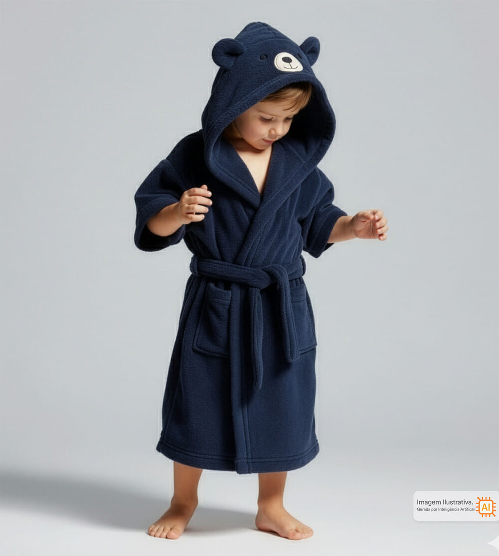 Roupão Infantil Ursinho Marinho