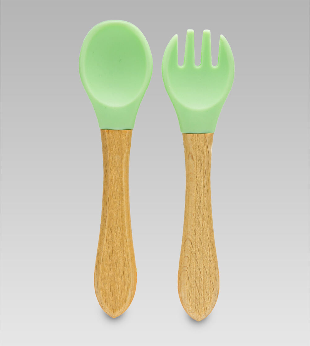 Kit Talheres em Silicone com 2 unidades Verde Twibex