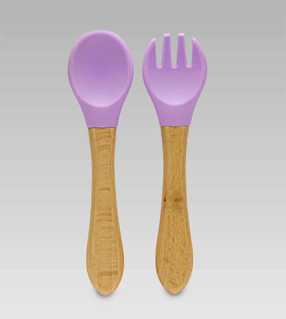 Kit Talheres em Silicone com 2 unidades Lilás Twibex