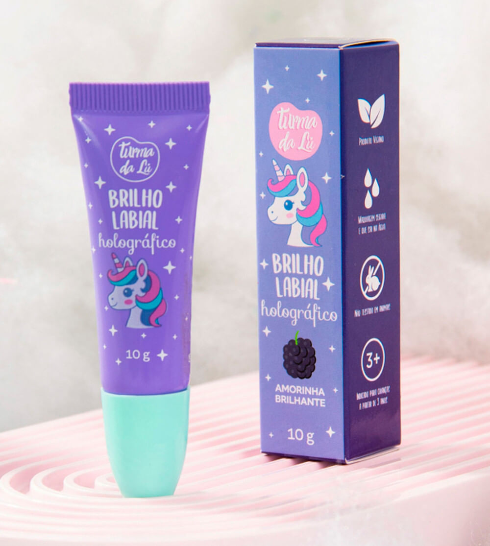 Brilho Labial Holográfico Unicórnio - Amorinha Brilhante