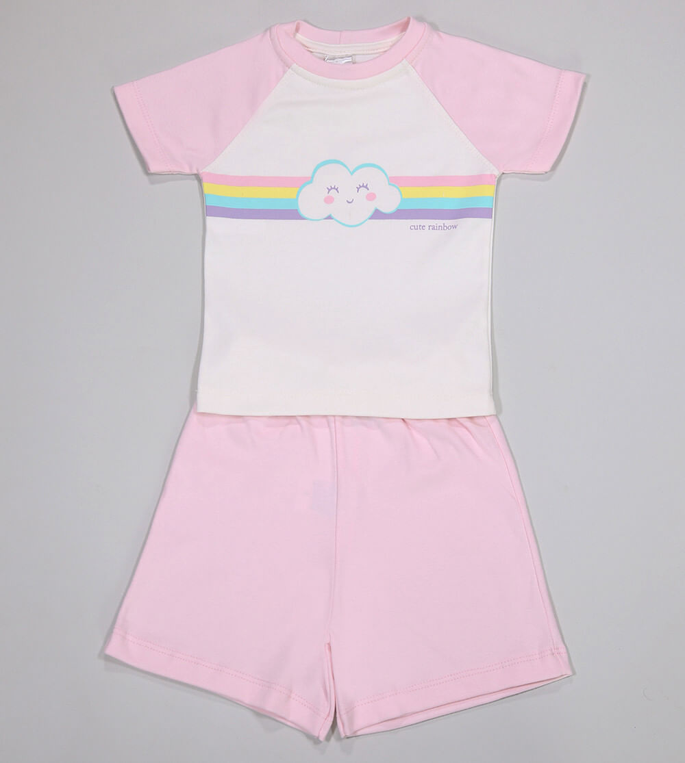 Conjunto Pijama Cute Rainbow Rosa - 2668 De 1 a 6 anos