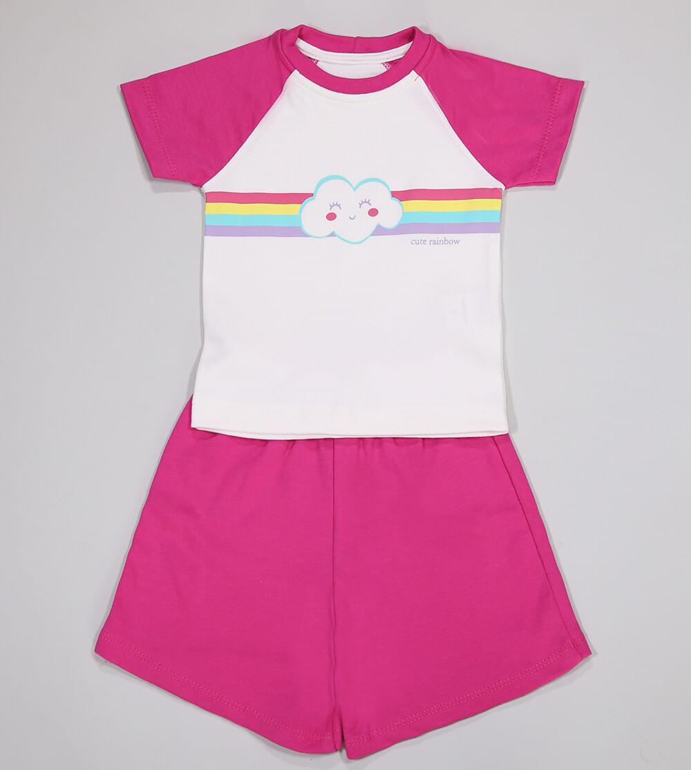 Conjunto Pijama Cute Rainbow Pink - 2668 De 1 a 6 anos