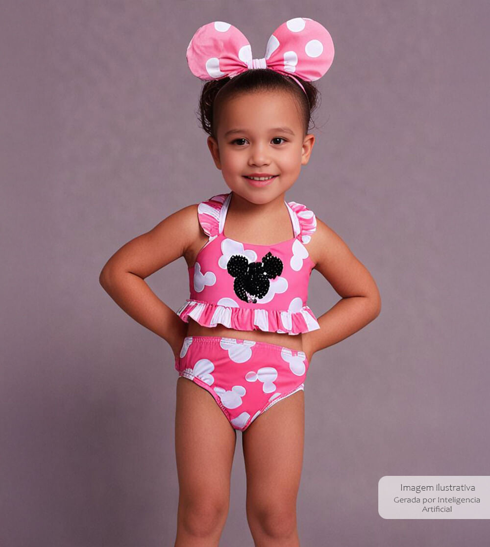 Biquíni Minnie Rosa - 2600 De 2 a 3 anos