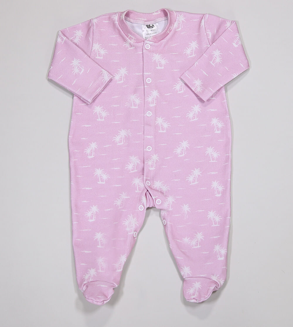 Macacão Coqueiros Rosa - 25160 De 0 a 12 meses