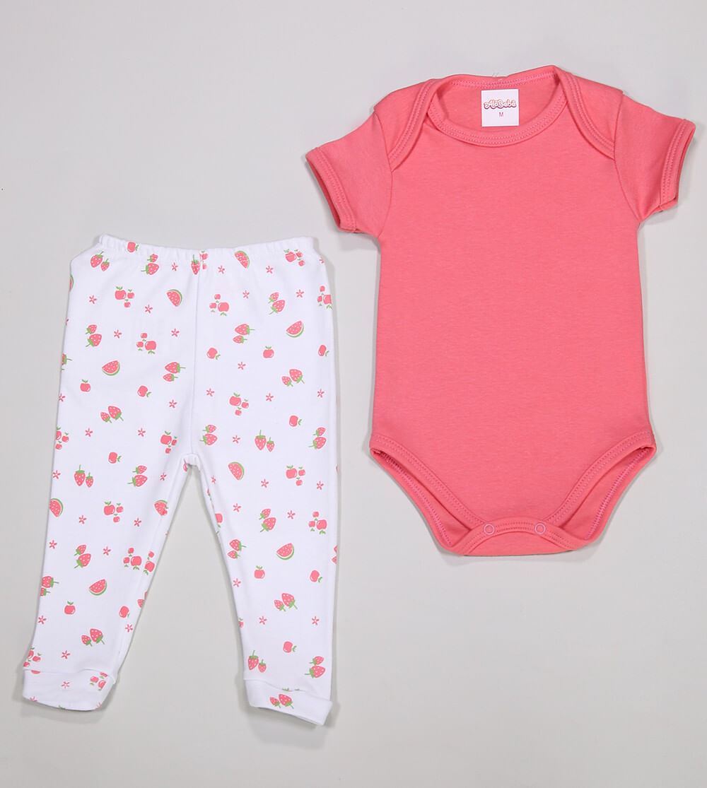 Conjunto Body Com Culote Frutinhas De 0 a 12 meses