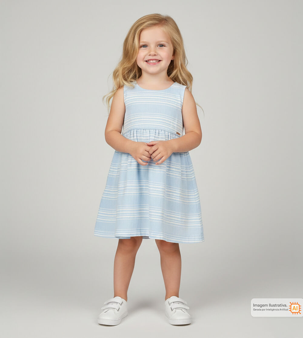 Vestido Listras Delicadas Azul
