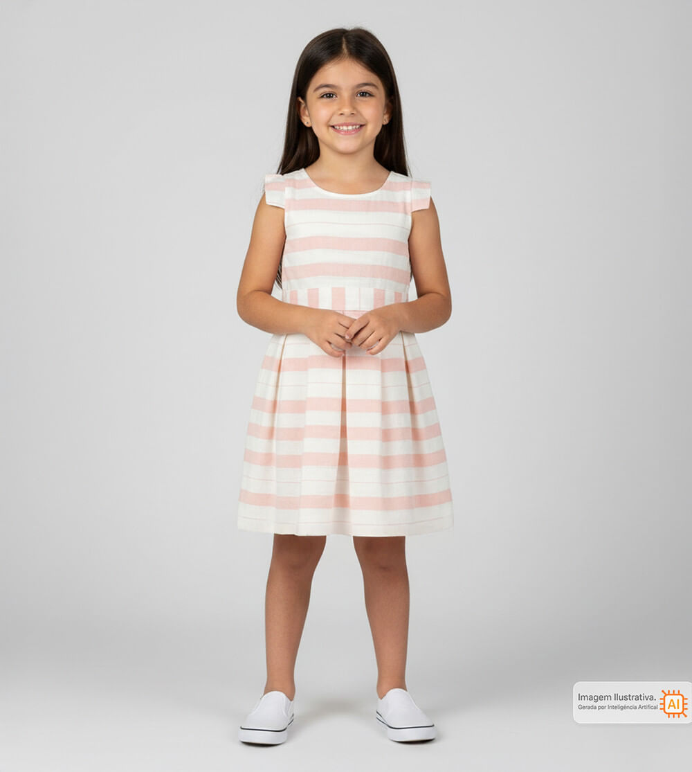 Vestido Listras Rosa
