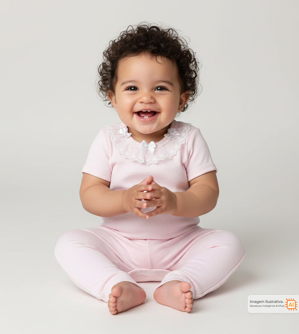 Conjunto Body Lacinhos e Renda Rosa