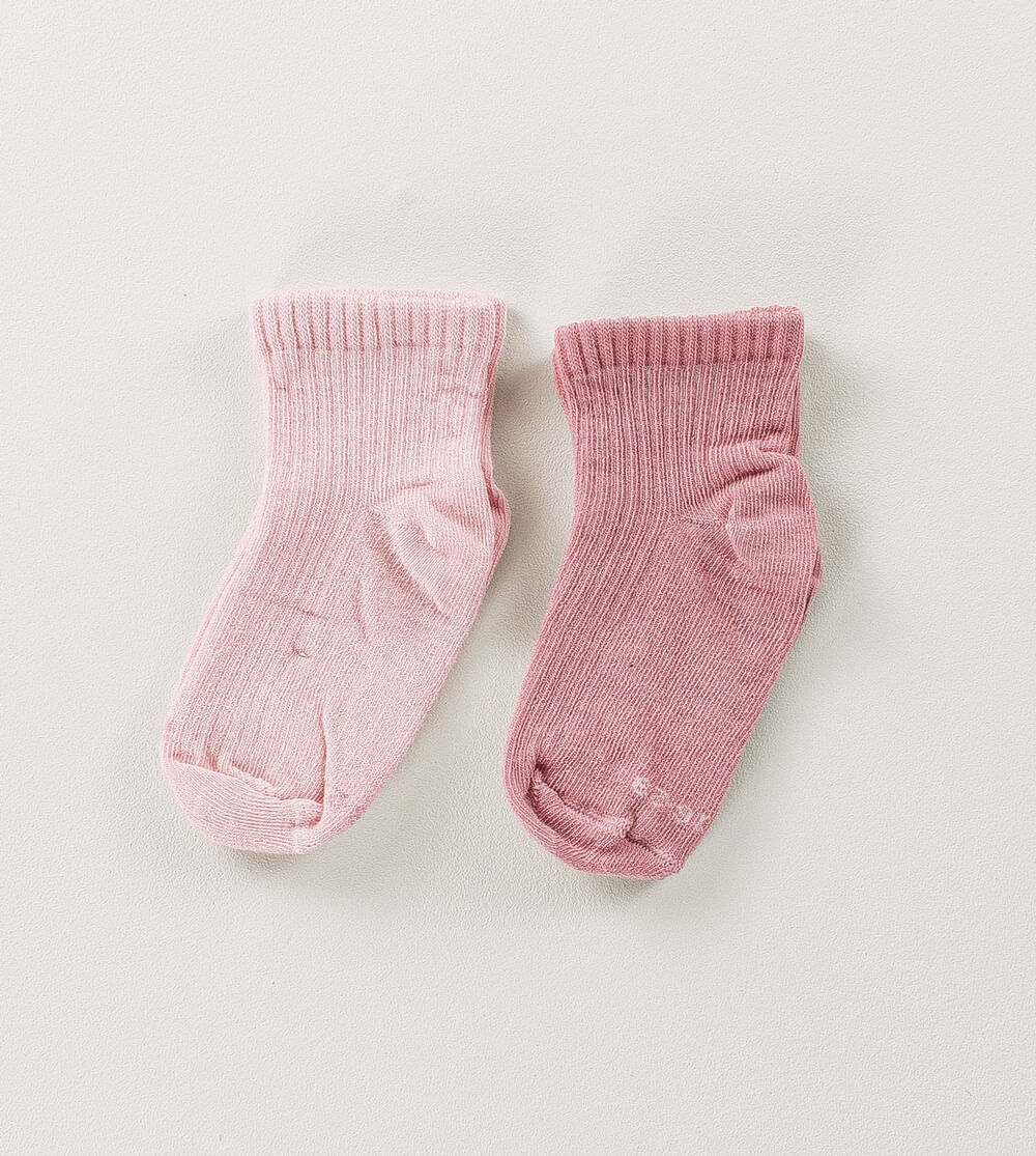 Kit Meia Lisa Baby com 2 unidades Rose