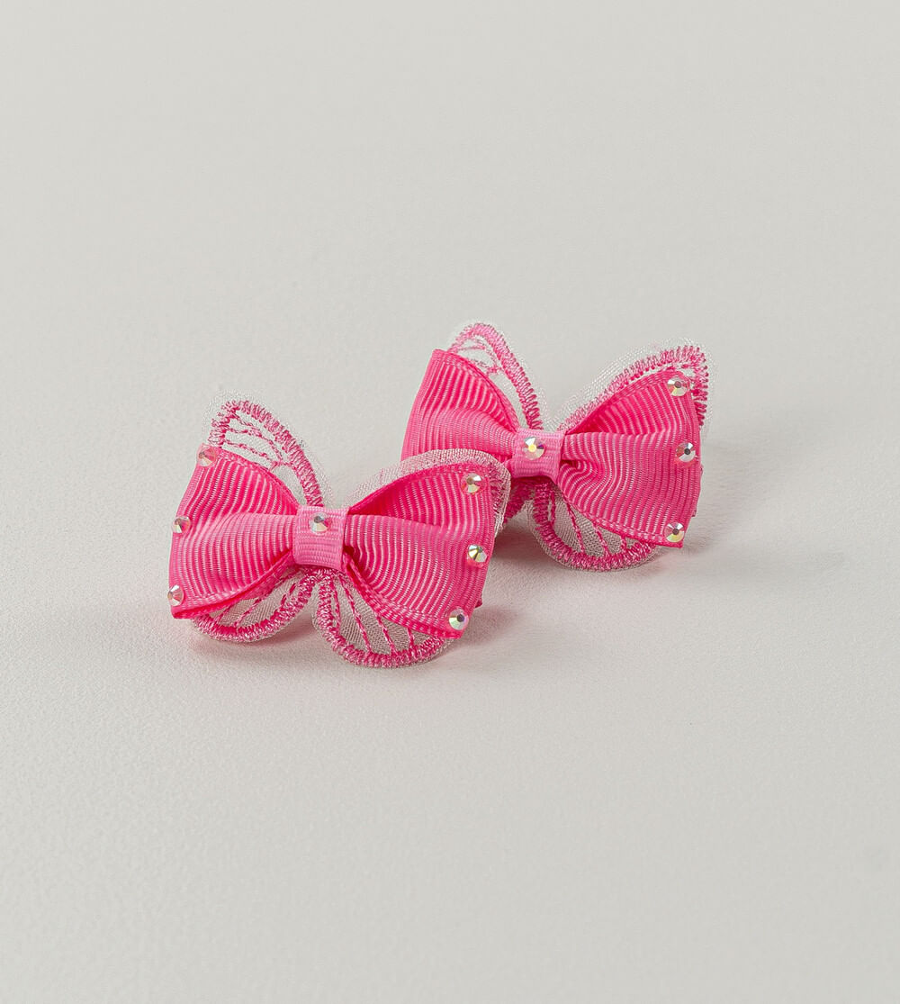 Bico de Pato Laço Borboleta Rosa com 2 unidades