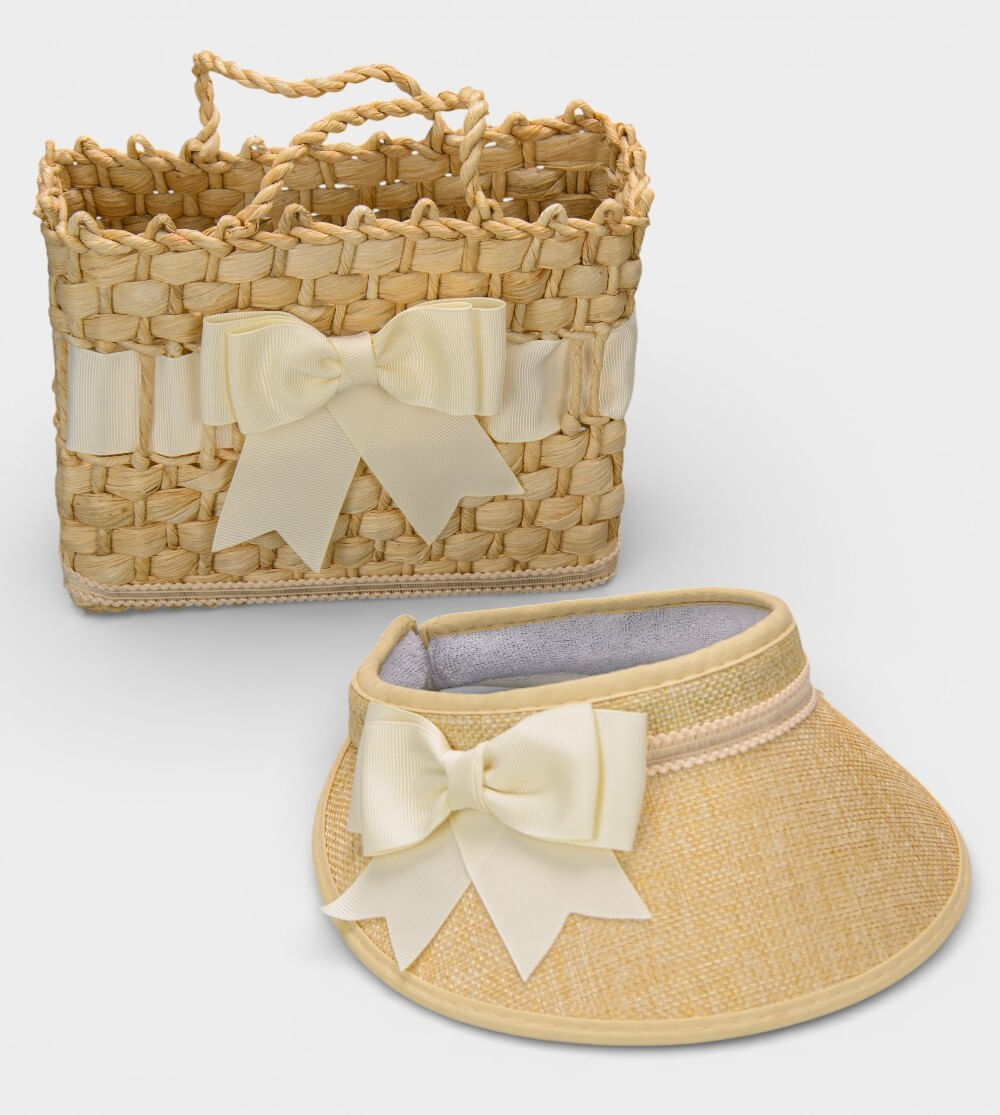 Bolsa de Palha com Viseira Laço Off White