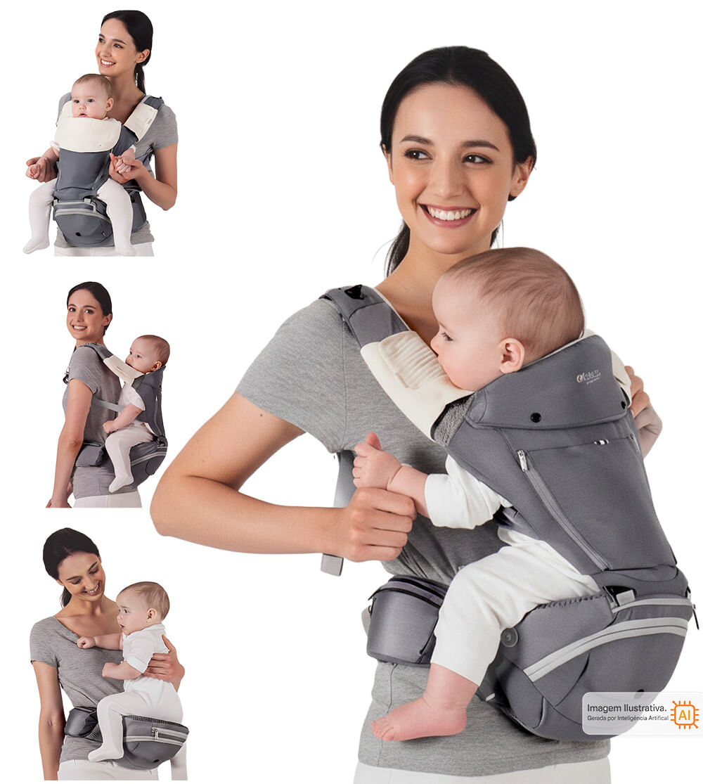 Canguru Confort Seat 4 em 1 Cinza Twibex Premium