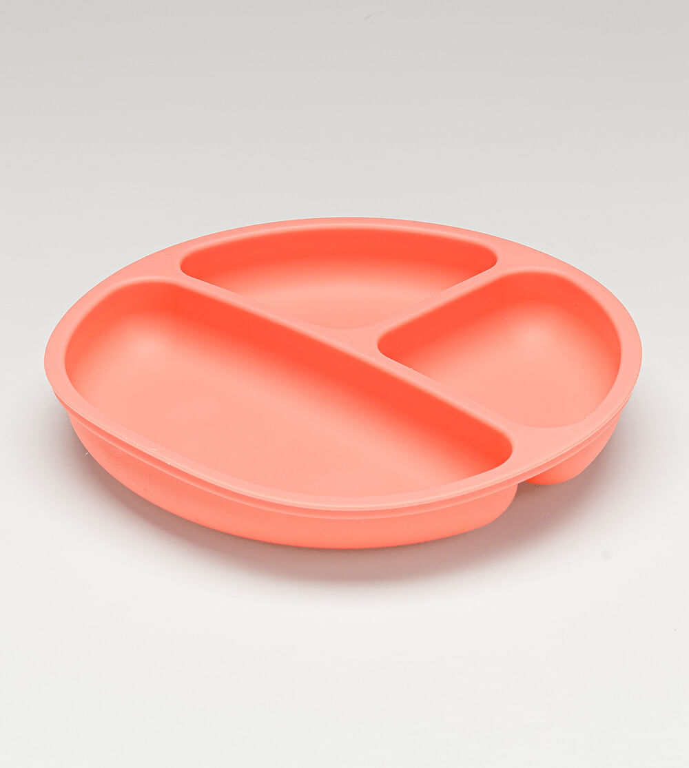 Prato em Silicone com Divisória e Ventosa Rosa Twibex