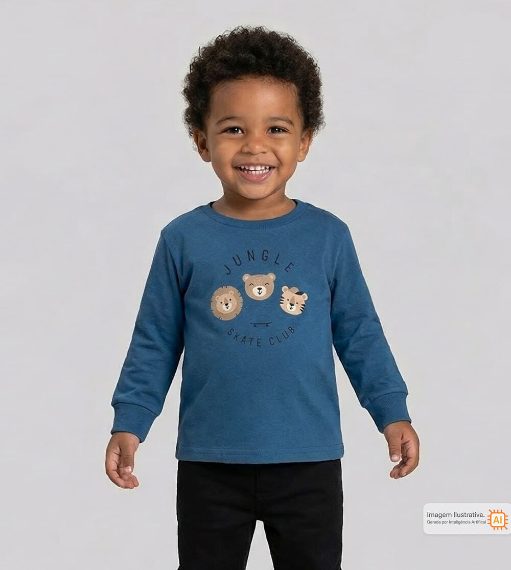 Camiseta Manga Longa Selva Azul