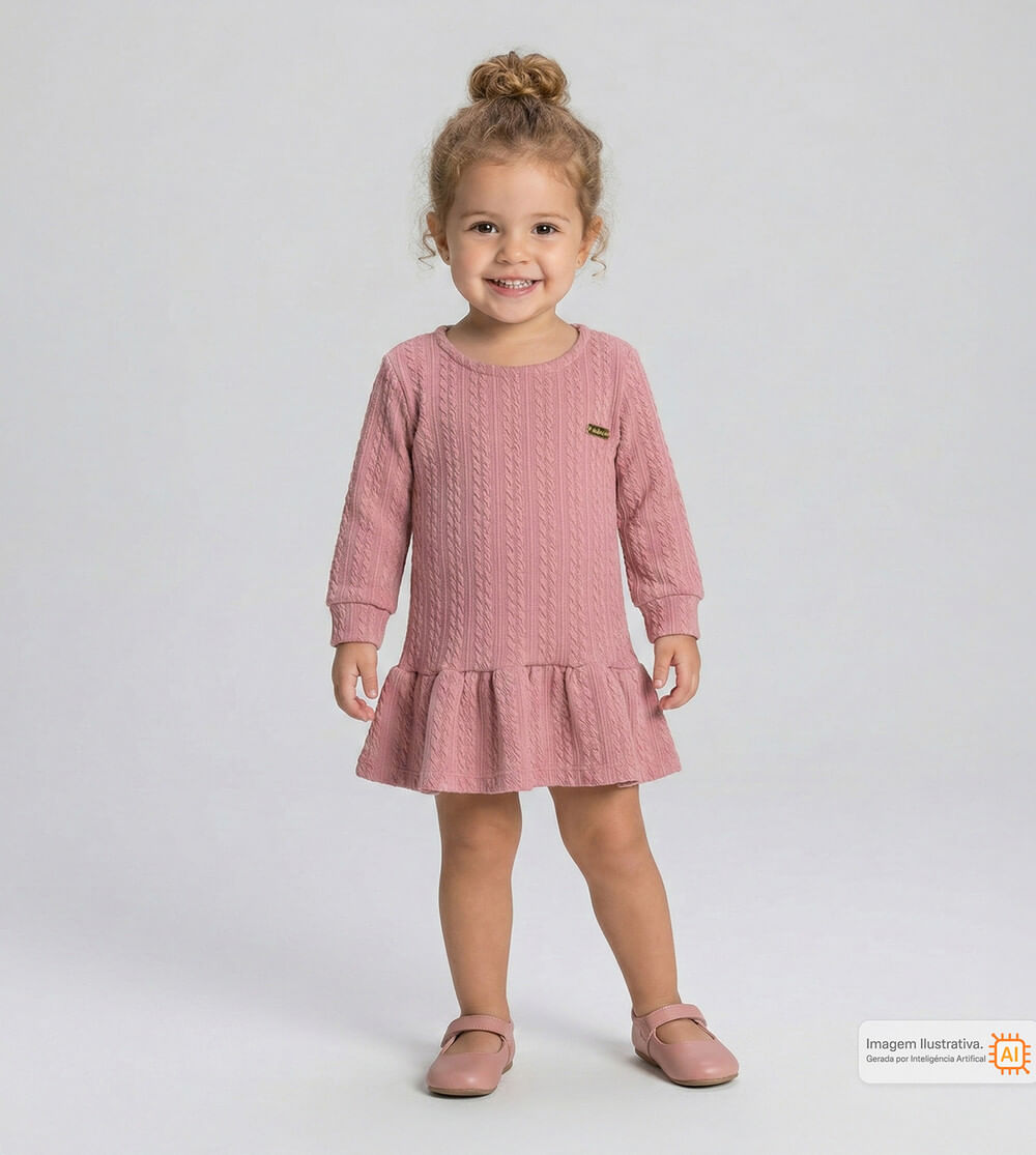 Vestido Malha Tricot Rosa