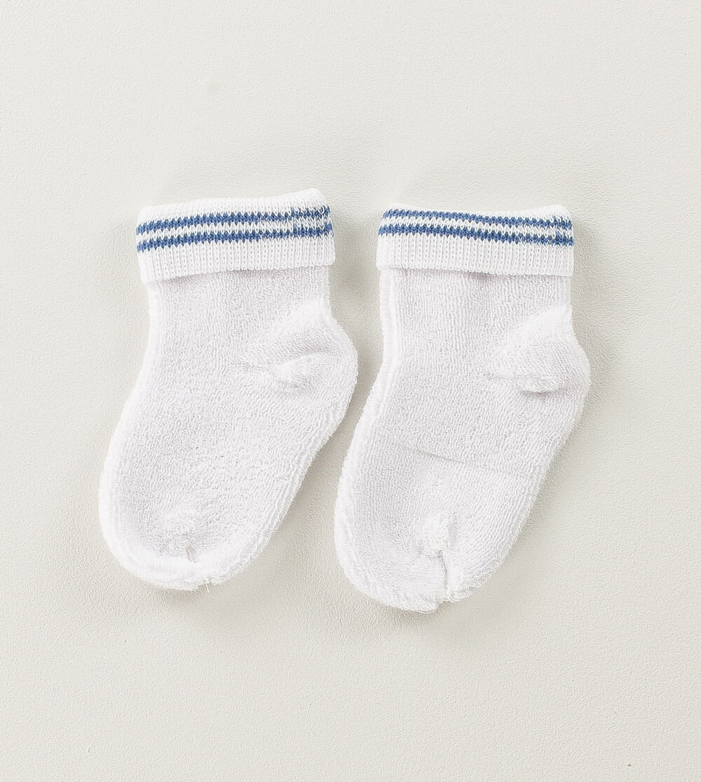 Meia Baby Atoalhada Básica Branca/Azul