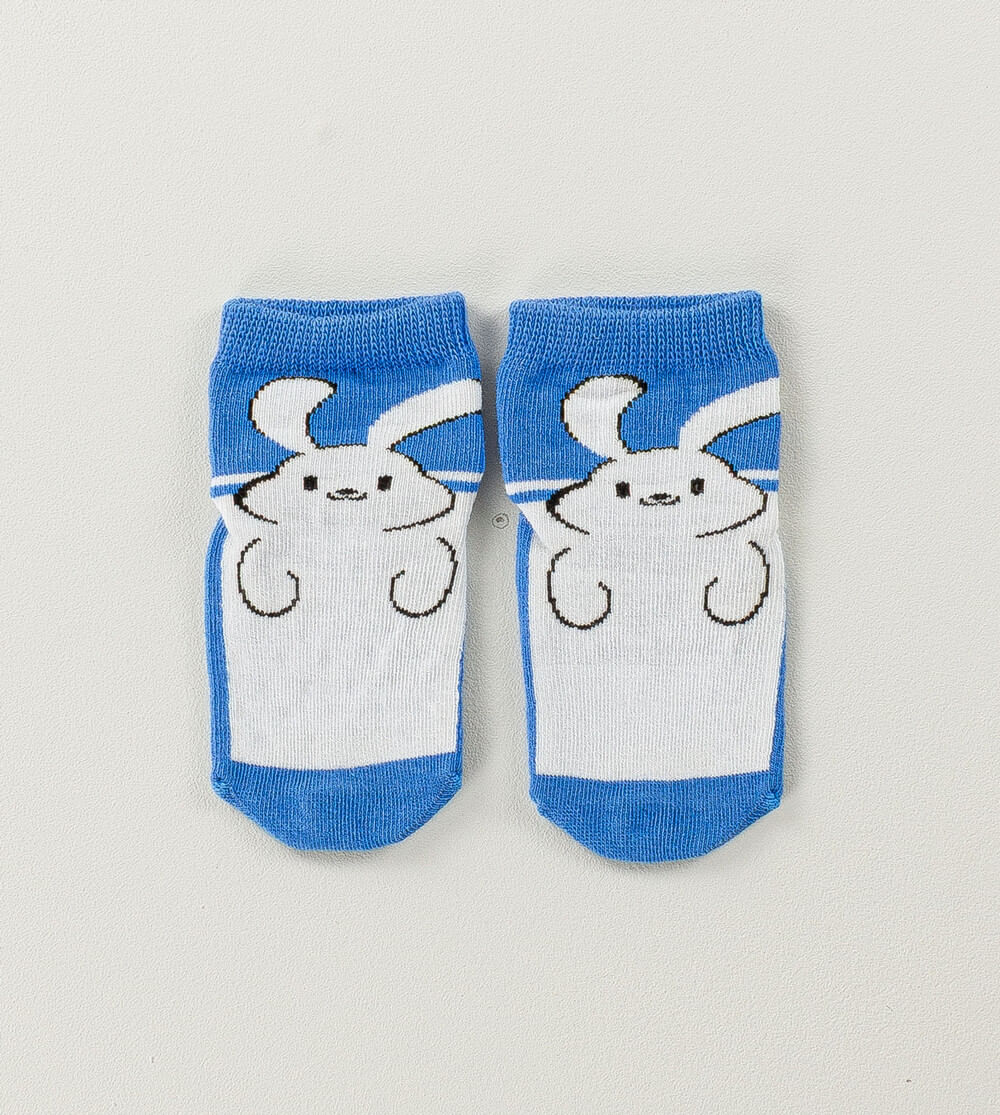 Meia Baby Antiderrapante Coelho Azul