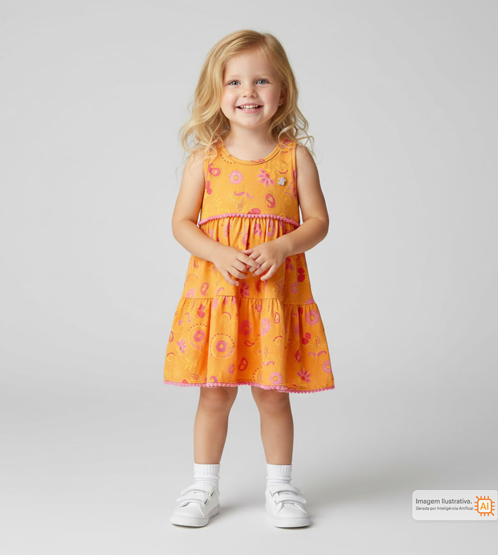 Vestido Florzinha Laranja