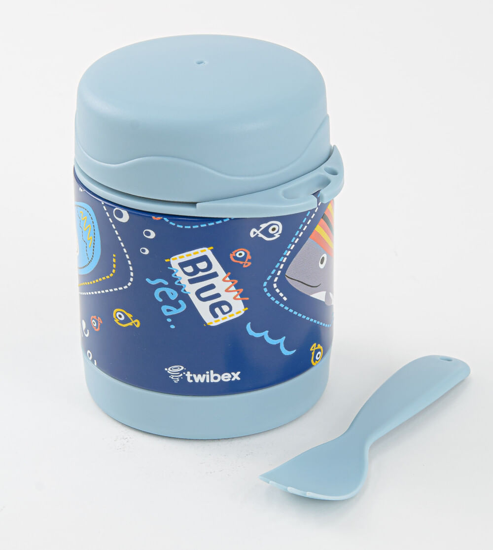 Pote Térmico Parede Dupla 3D com Talher Mar 300ml Twibex