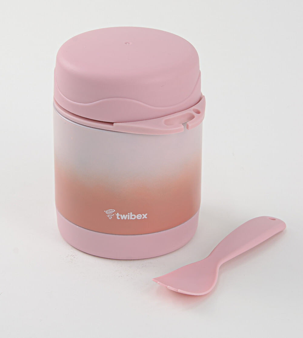 Pote Térmico Parede Dupla com Talher Rosa 300ml Twibex