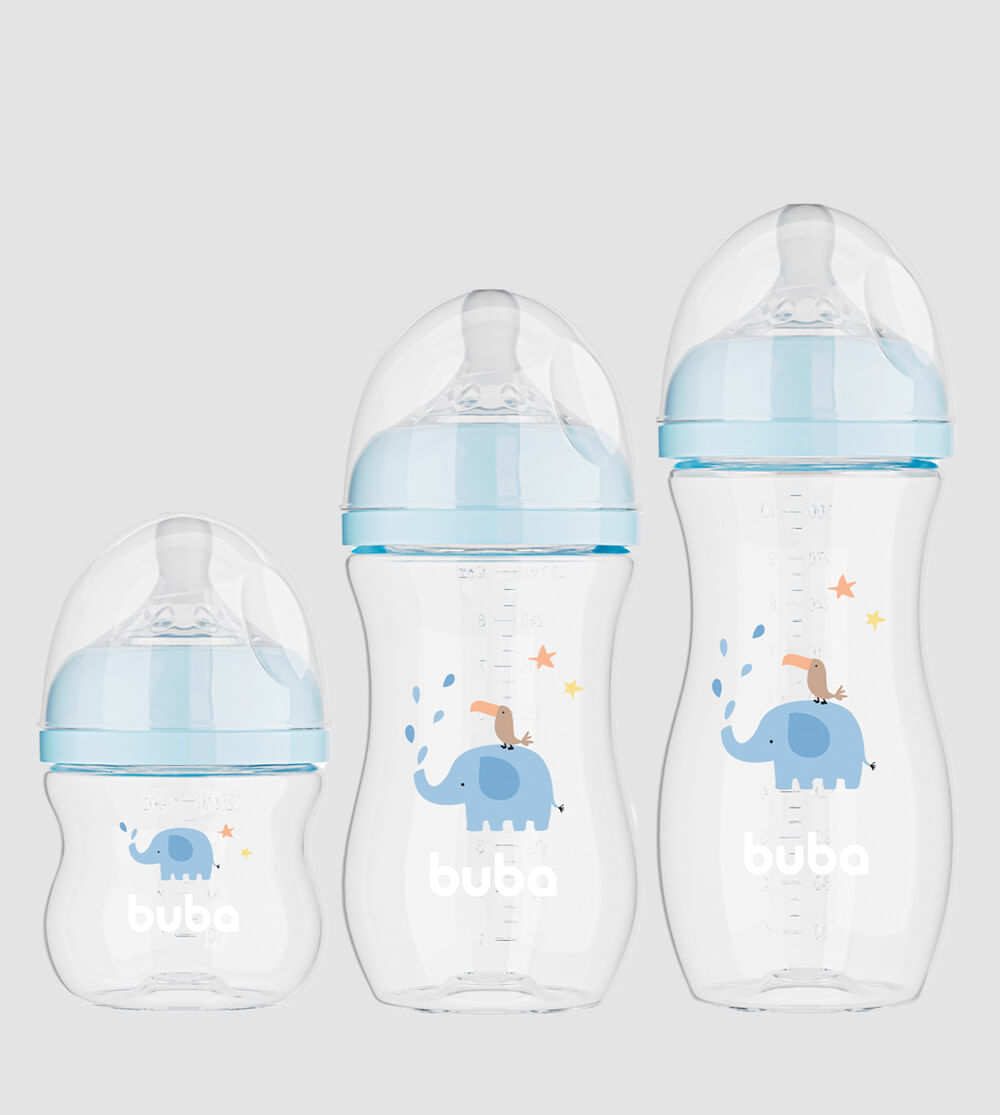 Mamadeira Easy Flow com 3 unidades Elefante Azul