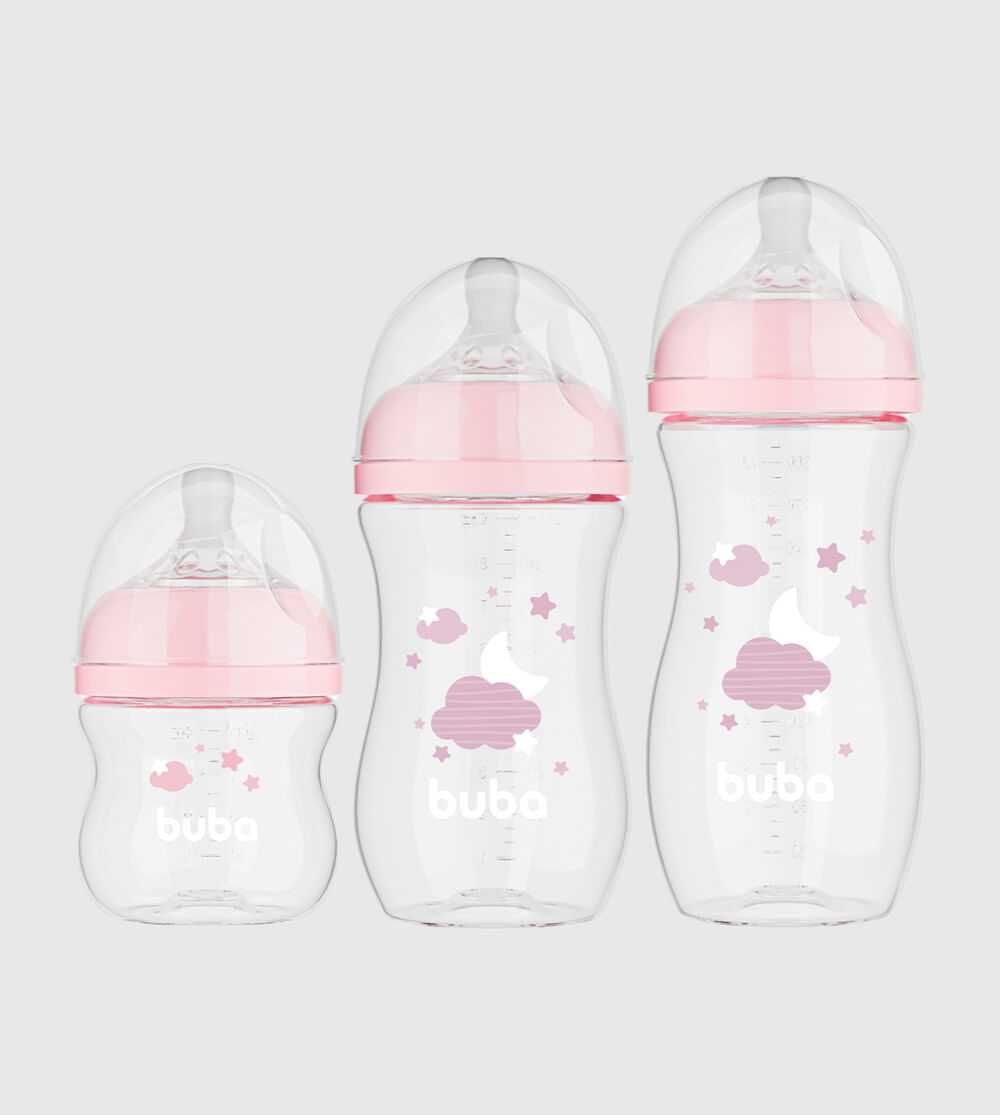 Mamadeira Easy Flow com 3 unidades Nuvem Rosa