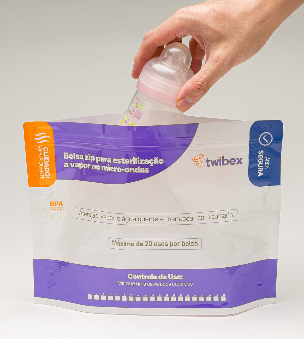 Bolsa Zip Para Esterilização a Vapor Twibex com 5 unidades