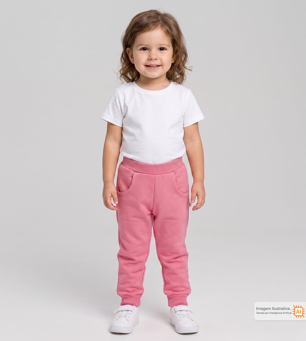 Calça Moletom Basic Rosa