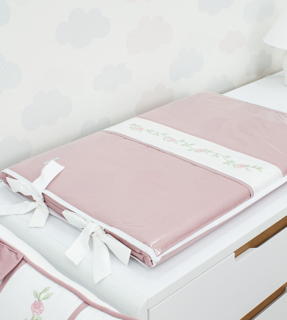Trocador para Cômoda Rosas 400 Fios 0,70 x 0,45cm