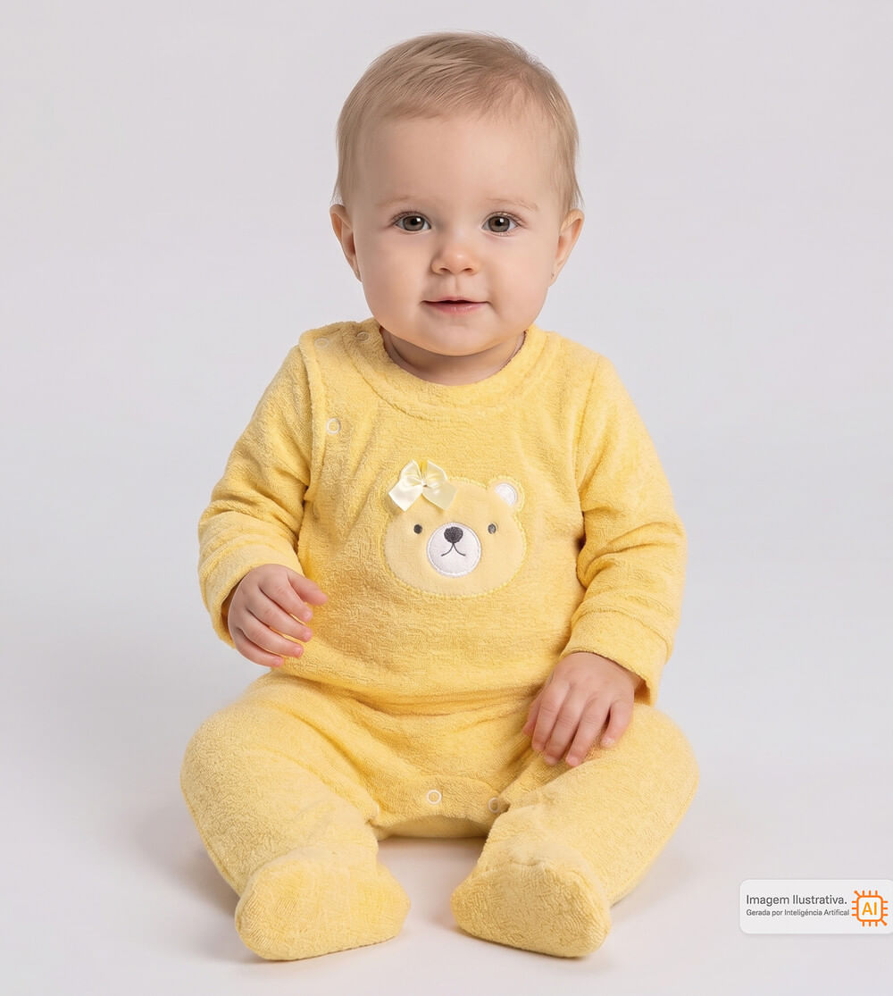 Macacão Plush Ursinha Amarelo