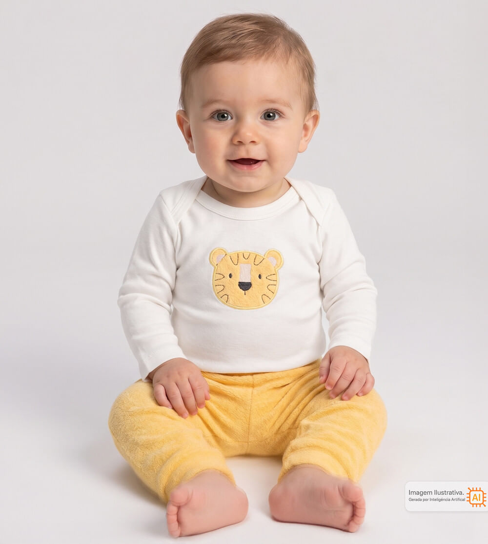 Conjunto Body Tigre Amarelo