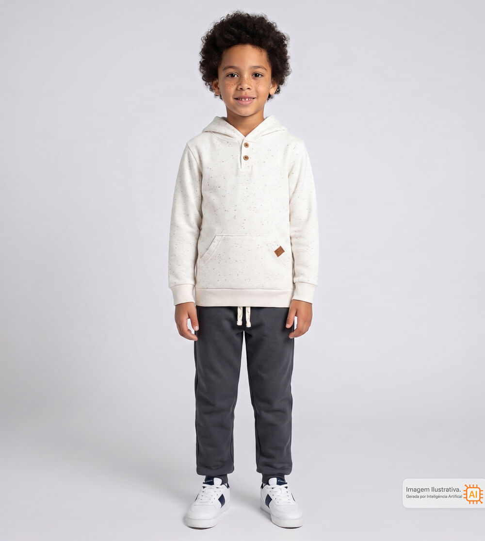 Conjunto Moletom com Capuz Básico Off White