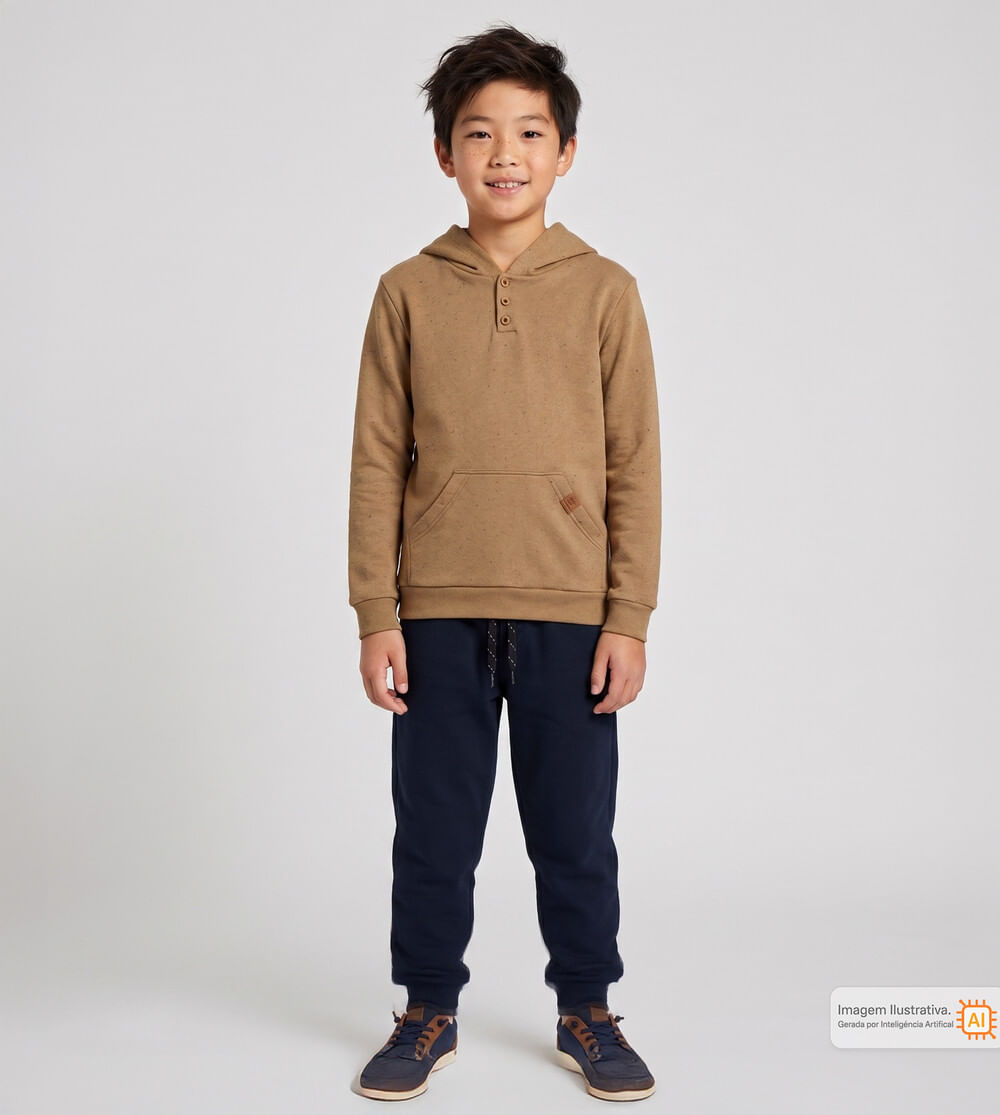 Conjunto Moletom com Capuz Básico Marrom