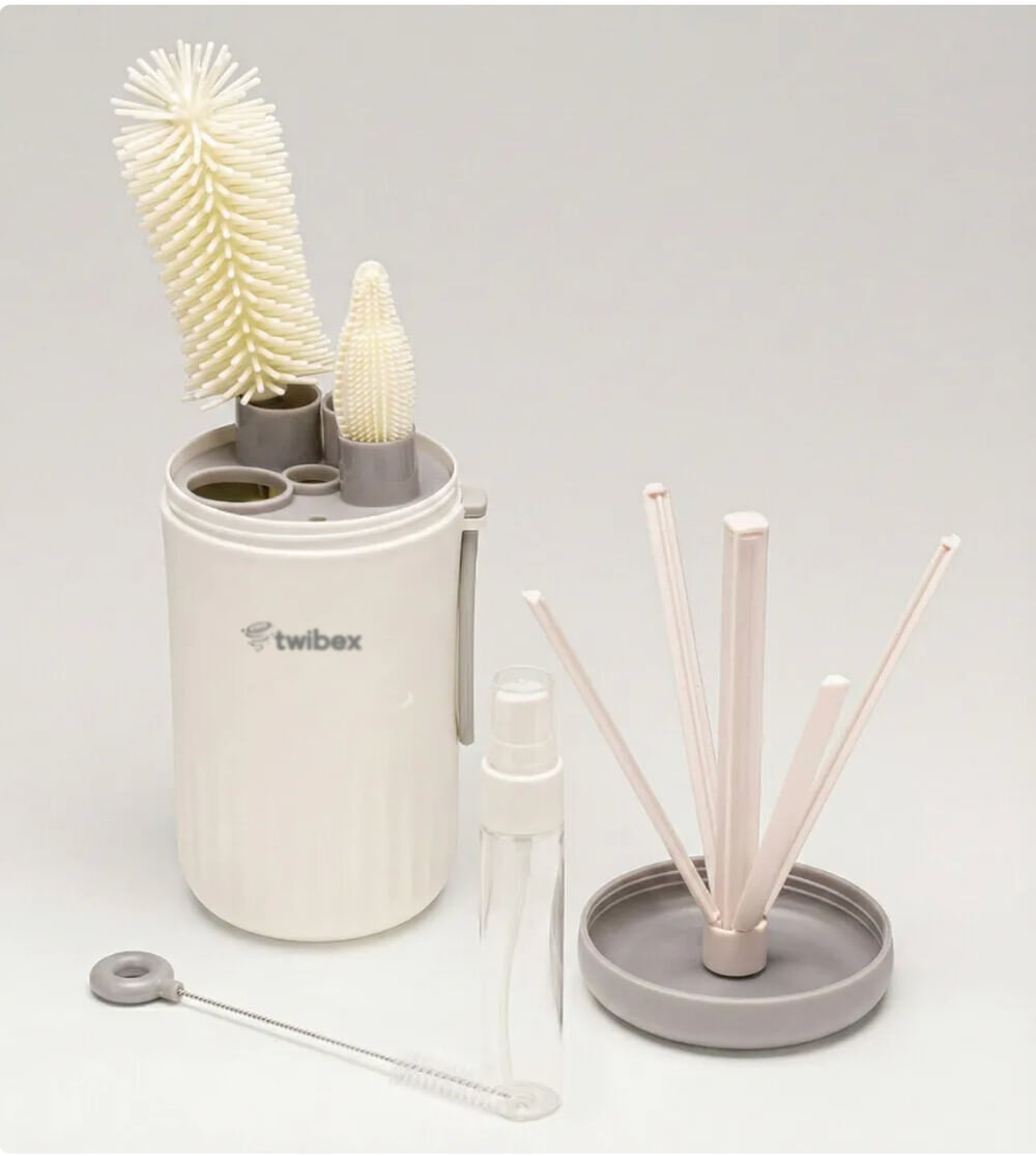 Kit Limpeza de Mamadeira com Estojo Cinza Twibex
