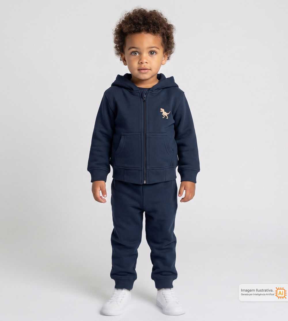 Conjunto Moletom com Capuz Pequeno Dino