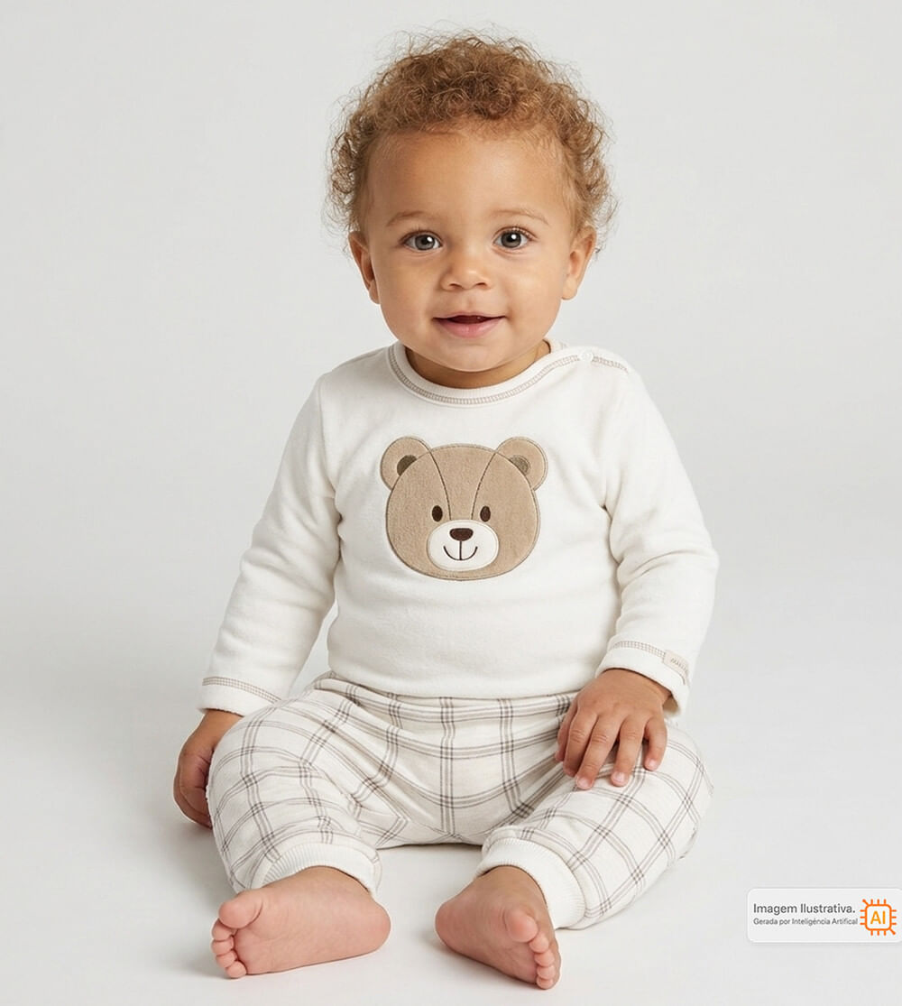 Conjunto Body Urso Xadrez