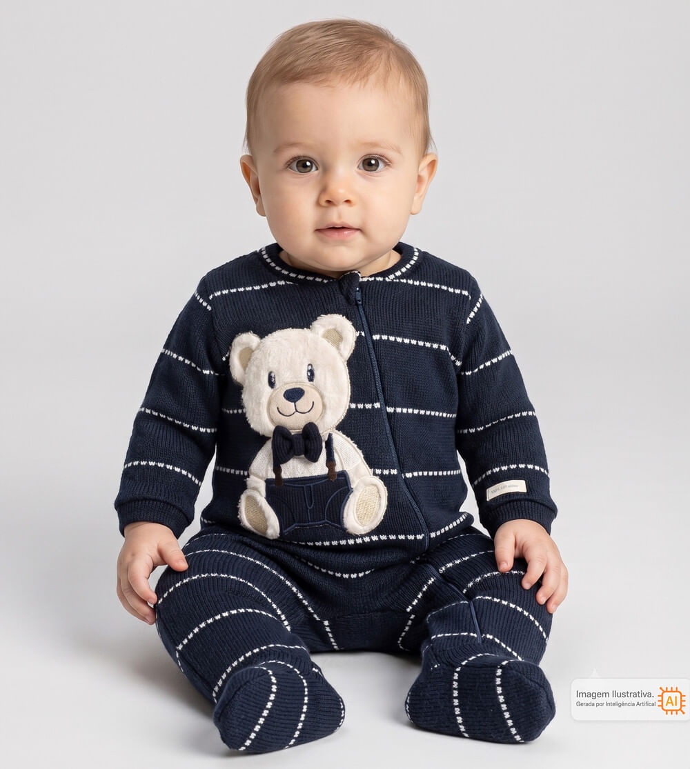 Macacão Tricô Urso Chic