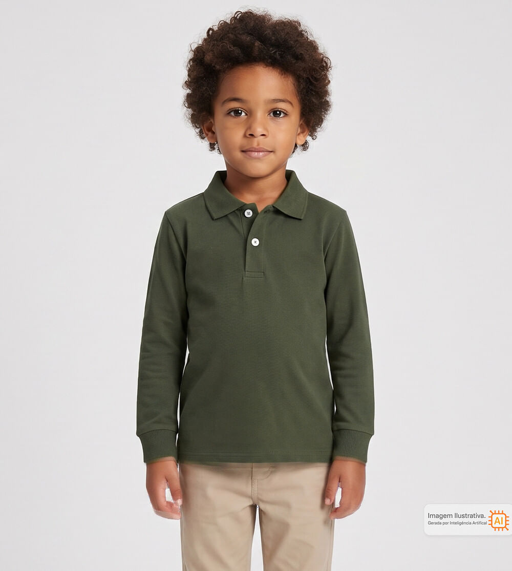 Camiseta Manga Longa Polo Básica Verde