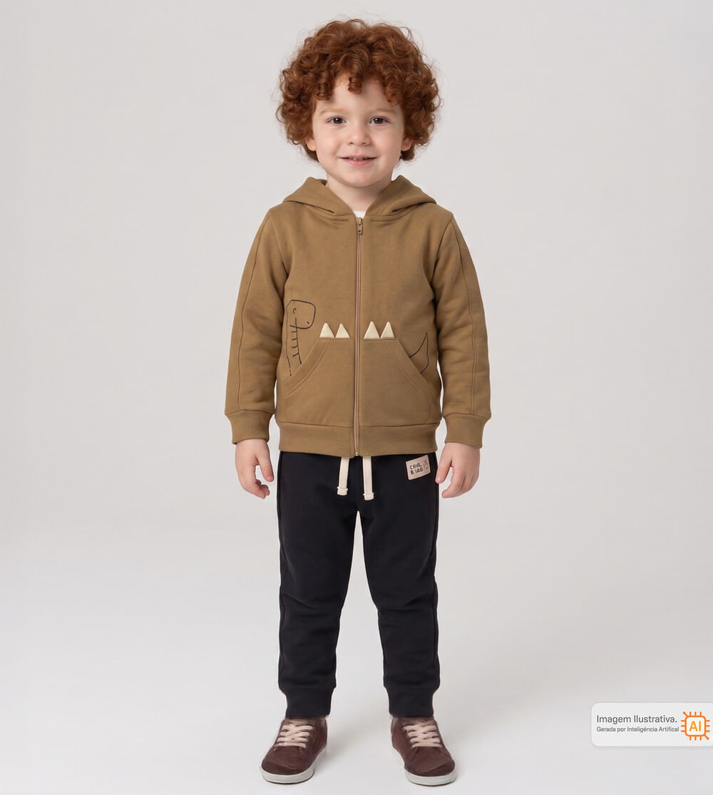 Conjunto Moletom com Capuz Dino