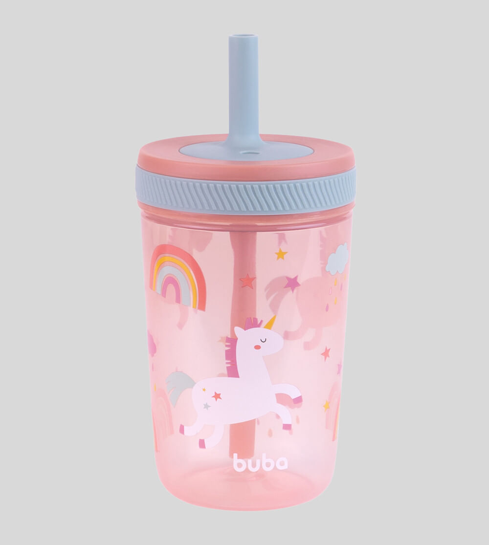 Copo Antivazamento com Canudo Magic Unicórnio 400ml